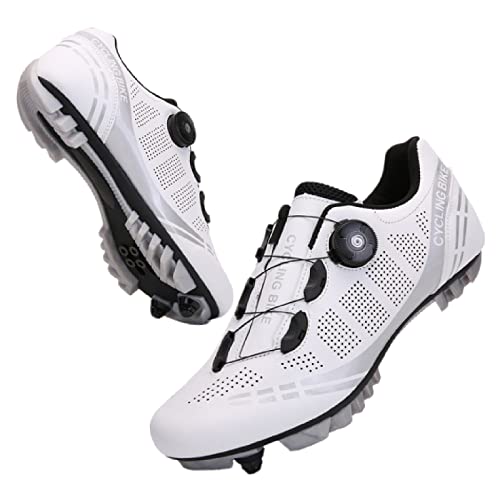 GZQIAWY Professionelle athletische Fahrradschuhe Cleat Herren Rennrad Speed ​​​​Turnschuhe Outdoor MTB Fahrradschuhe Turnschuhe Zapatillas De Ciclismo Weißer Bergboden 42 von GZQIAWY