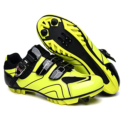 GZQIAWY Radfahren MTB Schuhe Herren Sport Route Cleat Road Dirt Bike Speed ​​Flat Sneaker Racing Damen Fahrrad Mountain SPD Biking Gelber Berg 38 von GZQIAWY
