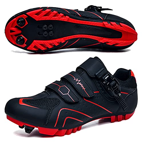 GZQIAWY Radfahren MTB Schuhe Herren Sport Route Cleat Road Dirt Bike Speed ​​Flat Sneaker Racing Damen Fahrrad Mountain SPD Biking Roter schwarzer Berg 37 von GZQIAWY