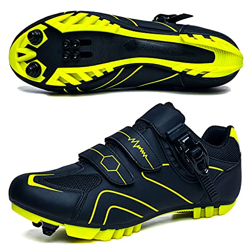 GZQIAWY Radfahren MTB Schuhe Herren Sport Route Cleat Road Dirt Bike Speed ​​Flat Sneaker Racing Damen Fahrrad Mountain SPD Biking Schwarze und grüne Berge 44 von GZQIAWY