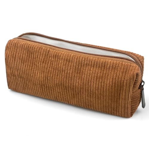 GZQINGYONG 1 Schlamper Mäppchen,Federmäpchen,Federmäppchen Einfach,Mäppchen Cord Stoff,Kann Als Reise Oder Kosmetiktasche, GeldböRse,Brillenetui Und ZubehöRtasche Einfachen Unisex-Braun von GZQINGYONG