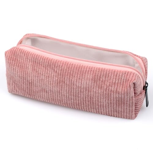 GZQINGYONG 1 Schlamper Mäppchen,Federmäpchen,Federmäppchen Einfach,Mäppchen Cord Stoff,Kann Als Reise Oder Kosmetiktasche, GeldböRse,Brillenetui Und ZubehöRtasche Einfachen Unisex-Rosa von GZQINGYONG