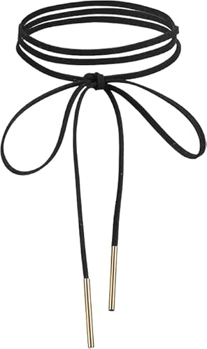 GZRYEJLEI 1 x schwarze Gothic-Schleifen-Choker-Halskette für Damen, Samt mit goldenem Rohr, Halsband, langes Wickelseil, Halsband, Zubehör für Party, Abschlussball von GZRYEJLEI