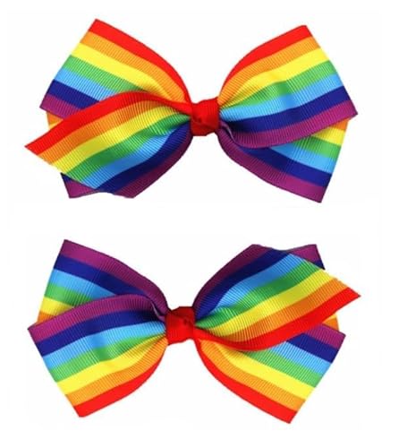 Regenbogen-Haarspangen, Haarschleife für Damen und Mädchen, Haar-Accessoires, Pride Day, Band-Haarspange, 2 Stück von GZRYEJLEI