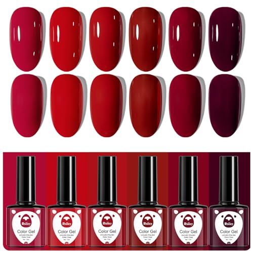 GZSYY UV Nagellack Gel Nagellack UV 6PCS Rot Gel Nail Polish Gellack von GZSYY