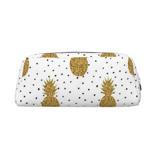 GZYL Federmäppchen aus Leder, mit goldfarbenem Glitzer, Ananas, Obst, bedrucktes Federmäppchen, Schreibwaren-Organizer, tragbares Federmäppchen, silber, Einheitsgröße, Münzfach von GZYL