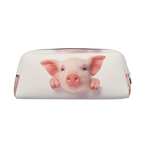GZYL Federmäppchen aus Leder mit niedlichem Schweinchen-Motiv, Schreibwaren-Organizer, tragbares Federmäppchen, silber, Einheitsgröße, Münzfach von GZYL