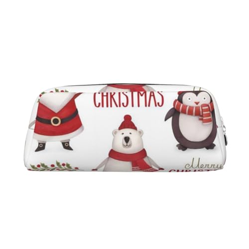GZYL Federmäppchen mit Weihnachtsmann-Motiv, bedrucktes Federmäppchen, Leder, tragbares Federmäppchen, silber, Einheitsgröße, Münzfach von GZYL