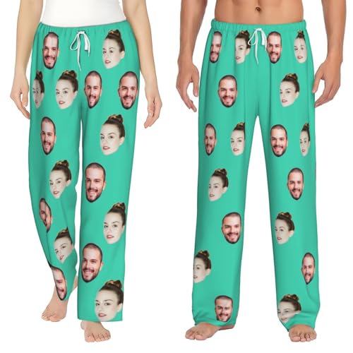 GZYZXP Personalisierte lustige Pyjamahose mit Fotogesicht, Individueller Gesichts Pyjama, Benutzerdefinierte Foto Gesicht gedruckt Nachtwäsche Pyjama Hosen, Loungewear Geschenke, Familienpyjamas von GZYZXP