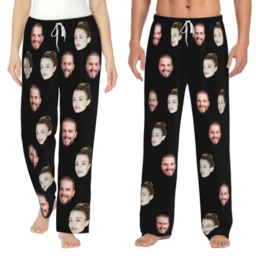 GZYZXP Personalisierte lustige Pyjamahose mit Fotogesicht, Individueller Gesichts Pyjama, Benutzerdefinierte Foto Gesicht gedruckt Nachtwäsche Pyjama Hosen, Loungewear Geschenke, Familienpyjamas von GZYZXP