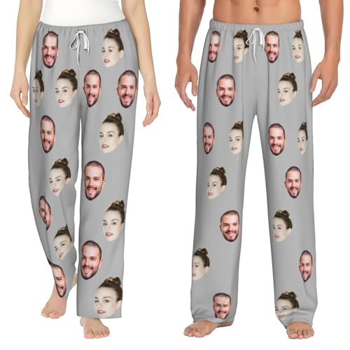 GZYZXP Personalisierte lustige Pyjamahose mit Fotogesicht, Individueller Gesichts Pyjama, Benutzerdefinierte Foto Gesicht gedruckt Nachtwäsche Pyjama Hosen, Loungewear Geschenke, Familienpyjamas von GZYZXP