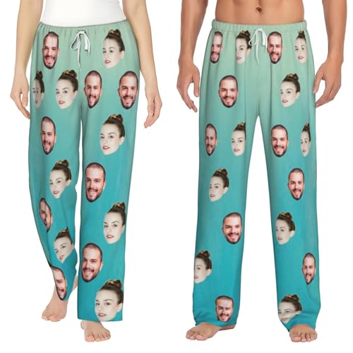 GZYZXP Personalisierte lustige Pyjamahose mit Fotogesicht, Individueller Gesichts Pyjama, Benutzerdefinierte Foto Gesicht gedruckt Nachtwäsche Pyjama Hosen, Loungewear Geschenke, Familienpyjamas von GZYZXP