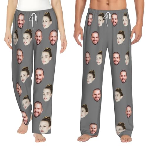 GZYZXP Personalisierte lustige Pyjamahose mit Fotogesicht, Individueller Gesichts Pyjama, Benutzerdefinierte Foto Gesicht gedruckt Nachtwäsche Pyjama Hosen, Loungewear Geschenke, Familienpyjamas von GZYZXP