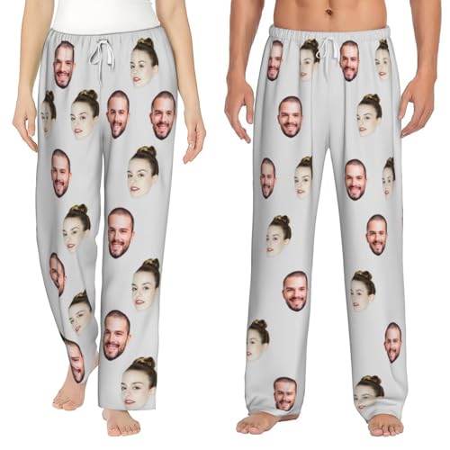 GZYZXP Personalisierte lustige Pyjamahose mit Fotogesicht, Individueller Gesichts Pyjama, Benutzerdefinierte Foto Gesicht gedruckt Nachtwäsche Pyjama Hosen, Loungewear Geschenke, Familienpyjamas von GZYZXP