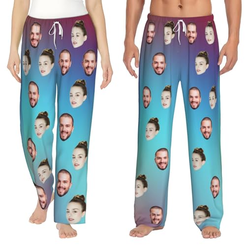 GZYZXP Personalisierte lustige Pyjamahose mit Fotogesicht, Individueller Gesichts Pyjama, Benutzerdefinierte Foto Gesicht gedruckt Nachtwäsche Pyjama Hosen, Loungewear Geschenke, Familienpyjamas von GZYZXP