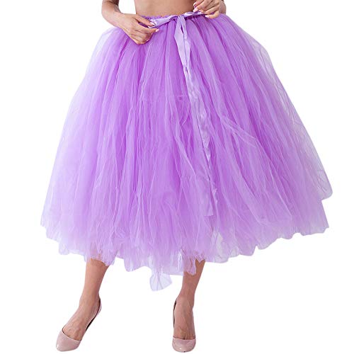 Damen Vintage Tüll Knielang Petticoat Unterrock Reifrock für Hochzeit Brautkleid Retro Prinzessin Tutu Rock Tüllrock Faltenrock mit Schleife zu Party Fest Knie Länge Petticoat Mädchen 80cm von GZYshoyao