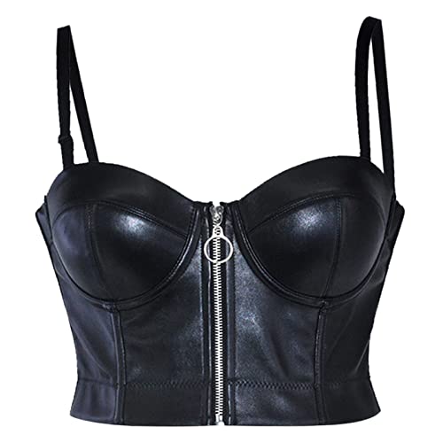 Damen Yoga Set Schwarzer PU-Leder-BH für Frauen, sexy Push-Up-BH, Plus Größe, Gothic-Wäsche, Unterwäsche, Bralette, Oberteile, Party, Clubwear Fitness Top Damen von GZYshoyao