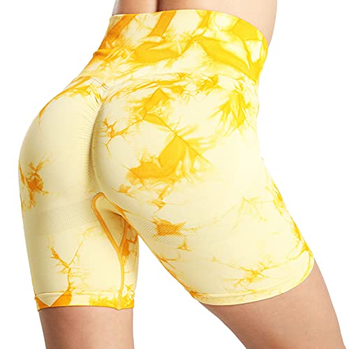 GZYshoyao Damen Kurze Leggings, Scrunch Butt Tights Hose Sporthose High Waisted Kurze Leggings Radlerhose Push Up Po Boom Booty Nahtlose Yoga Leggings Kurz Bunt Laufhose Radfahren Workout von GZYshoyao