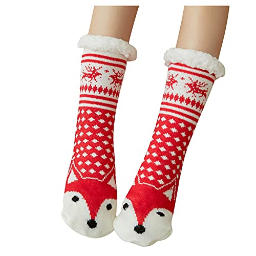 GZYshoyao Damen Kuschelsocken Rutsch Stoppersocken Warme Dicke Wintersocken Geschenk Weihnachtssocken für Zuhaus 36-38 (White, One Size) von GZYshoyao