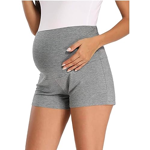 GZYshoyao Damen Umstandsshorts Komfortable Kurze Umstandshose Umstandsleggings Baumwolle Super Bequeme Umstands Shorts Maternity Sport Schwangerschaft Kurze Umstandsmode Hose mit Taschen (51-GY1, L) von GZYshoyao