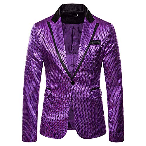 GZYshoyao Herren Pailletten Sakko Gold Glitzer Blazer Slim Fit Hochzeit Mantel Langarm Mantel Anzug Herrenjacke Performance-Kostüm für Hochzeit und Party Formelle Kleidung für Herren von GZYshoyao