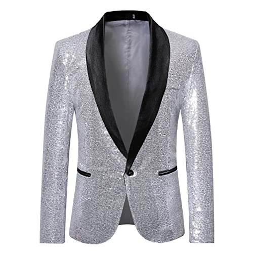 GZYshoyao Herren Pailletten Sakko Gold Glitzer Blazer Slim Fit Hochzeit Mantel Langarm Mantel Anzug Herrenjacke Performance-Kostüm für Hochzeit und Party Formelle Kleidung für Herren von GZYshoyao