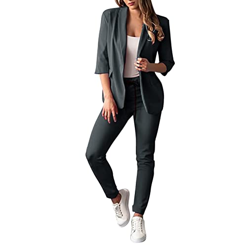 GZYshoyao Hosenanzug Damen Hochzeitsgaste Elegant Damen Büro Hosenanzug Hosenanzug Hose 2 Teiler Einfarbig Zweiteiler Slim Fit Sportlicher Hosenanzug Loungewear Set + High Waist Freizeithose Outfit von GZYshoyao