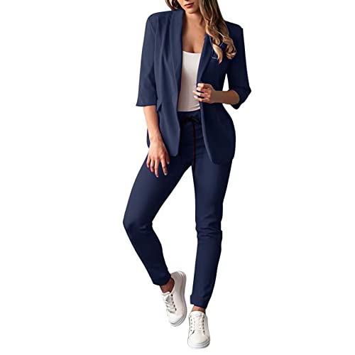 GZYshoyao Hosenanzug Damen Hochzeitsgaste Elegant Damen Büro Hosenanzug Hosenanzug Hose 2 Teiler Einfarbig Zweiteiler Slim Fit Sportlicher Hosenanzug Loungewear Set + High Waist Freizeithose Outfit von GZYshoyao