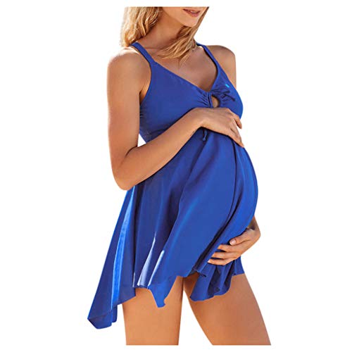 GZYshoyao Umstandsbikini Schwangerschafts Bikini mit Unterbauchhöschen Neckholdertop Polstern,Tankini Set für Schwangerschaft Stillzeit, Umstandsbadeanzug S-5XL (521-Blue, M) von GZYshoyao