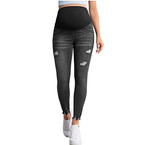 YASHANG Damen Schwangerschafts Jeans, Schwangere Umstandshose Jeans, Skinny Jeans, Schwarz, Größe XL von YASHANG
