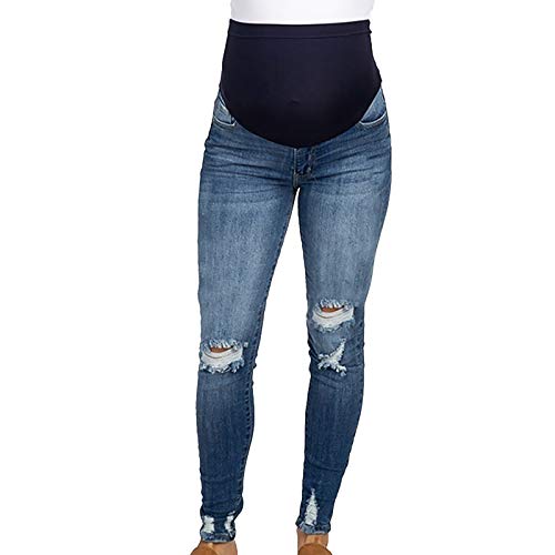 Umstandsjeans Skinny Jeans FüR Schwangere Schwangerschaftsjeans Lang Umstandshose Jeans Hose Destroyed Jeans Maternity Jeanshose Denim Leggings FüR Schwangerschaft Umstands JeansJeggins (Blue, M) von GZYshoyao