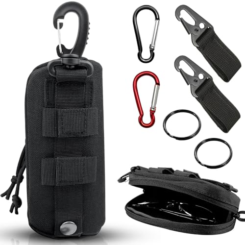 GZqiancang 1 Stk Taktisches Brillenetui, Tragbares Stoßfestes Brillenetui mit 4 Stk Karabiner und 2 Stk Schlüsselring für Klettern, Trekking, Radfahren von GZqiancang