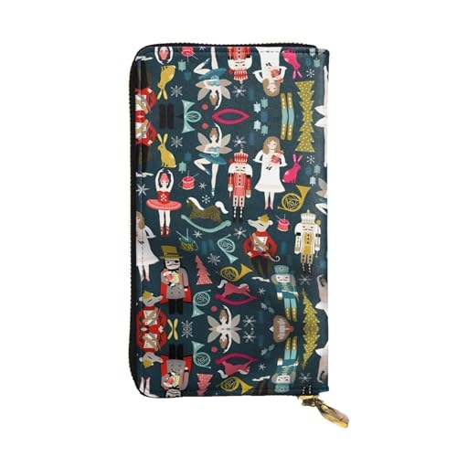 Damen Nussknacker Ballett Xmas Dance Print Leder Lange Clutch Geldbörse - Mode Personalisierte Brieftasche, Mehrere Kartenfächer und Münzfach, Schwarz, Einheitsgröße, Schwarz, One Size von GaJher