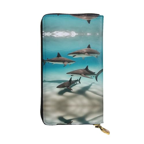 Fish in the Deep Sea Print Leder Lange Clutch-Geldbörse - Mode personalisierte Geldbörse, mehrere Kartenfächer und Münzfach, Schwarz, Einheitsgröße, Schwarz, One Size von GaJher
