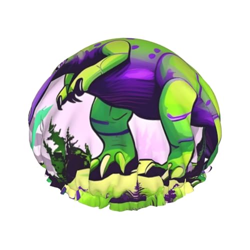 Grüne Dinosaurier-Duschhaube für Damen und Herren, wiederverwendbar, doppellagig, wasserdicht, langlebig, atmungsaktiv, Badehaube Grüne Dinosaurier-Duschhaube für Damen und Herren, wiederverwendbar, doppellagig, wasserdicht, langlebig, atmungsaktiv, Badehaube von GaJher