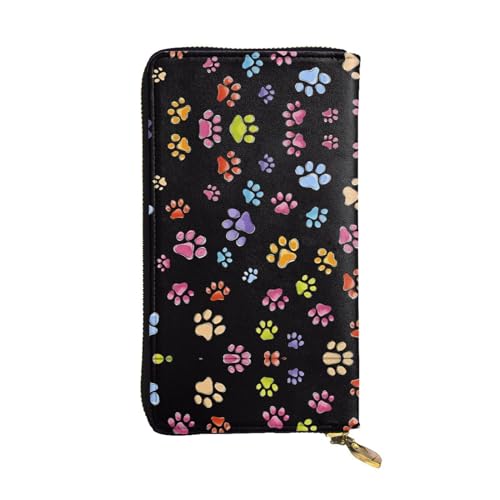 Pawful Paws Print Leder Lange Clutch Geldbörse - Mode personalisierte Geldbörse, mehrere Kartenfächer und Münzfach, Schwarz, Einheitsgröße, Schwarz, One Size von GaJher