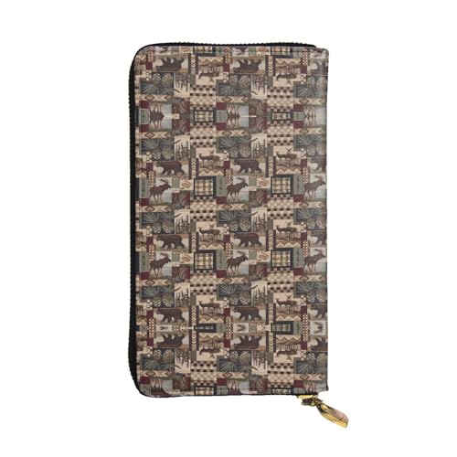 Rustikale Lodge Bear Print Leder lange Clutch Geldbörse - Mode personalisierte Geldbörse, mehrere Kartenfächer und Münzfach, Schwarz, Einheitsgröße, Schwarz, One Size von GaJher