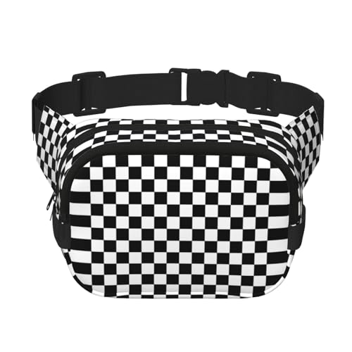 Schwarz-weiß karierte quadratische doppellagige Hüfttasche Gürtel – Uni überall Bauchtasche Geldbörse für Laufen, Reisen, Wandern, Fitness, Schwarz, Einheitsgröße, Schwarz, One Size Schwarz-weiß karierte quadratische doppellagige Hüfttasche Gürtel – Uni überall Bauchtasche Geldbörse für Laufen, Reisen, Wandern, Fitness, Schwarz, Einheitsgröße, Schwarz, One Size von GaJher
