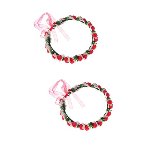 2 Stück Braut-Stirnband, Haarbänder für Mädchen, Haargummis für Mädchen, Blumenkranz, Haarband, Hochzeitskranz, Hochzeitskopfschmuck, Brautkopf, Mädchen-Haarband, Mädchen von GaRcan