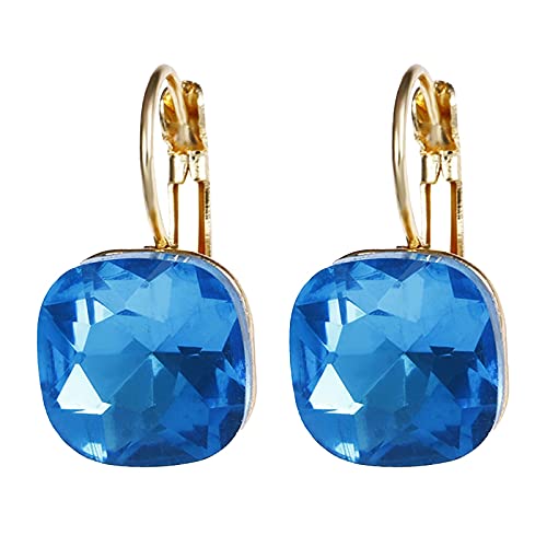 Damen-Ohrringe, blaue Zirkon-Retro-Kreolen-Kristall-Ohrringe, Huggie-Ohrringe, Persönlichkeits-Ohrringe, große Damen-Ohrringe (blau, Einheitsgröße) von GaRcan