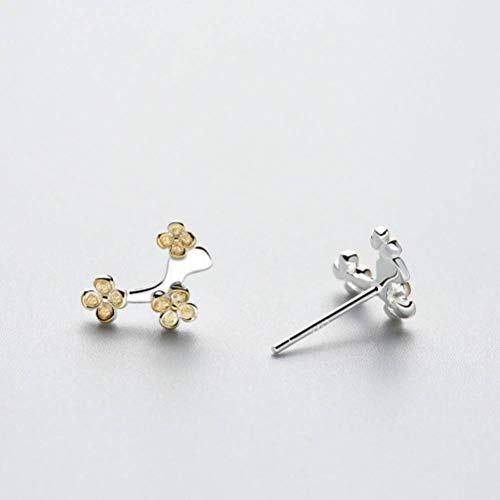 Damenohrringe,S925 Sterling Silber Ohrringe Sensen Wild Branches Gelbe Pflaumenblüten-Blumen-Ohrringe von GaRcan