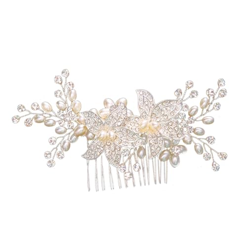 Floraler Haarkamm, Strass-Haarspangen, seitlicher Haarkamm, Braut-Haarkämme, dekorativer Damen-Haarkamm, Hochzeit-Haarkamm, Metall-Schleierkamm, Hochzeitsdeko, fl von GaRcan