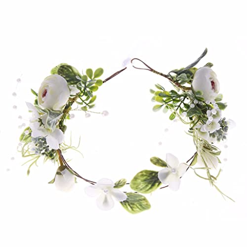 Frauen Hochzeit Party Kopfbedeckung Mädchen Blumenkranz Krone Festival Stirnband Kopfschmuck Verstellbare Blumengirlande von GaRcan