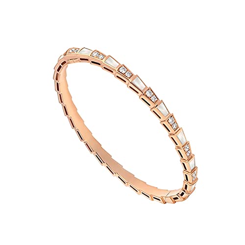 GaRcan Armbänder Helles Roségold mit Schlangenknochen-Zirkon-Armband, weißes Perlmutt, roter Achat, exquisiter einfacher Schmuck, Roségold-Grün von GaRcan