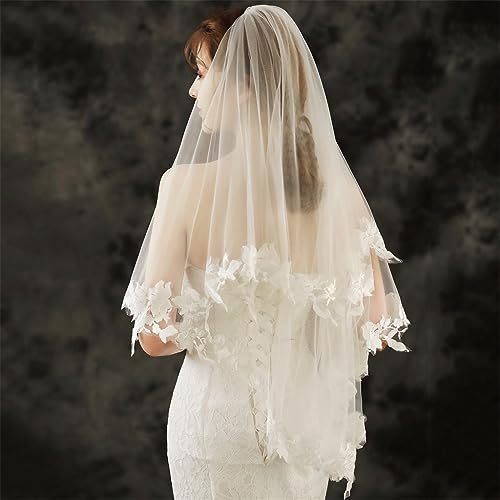 Modischer Braut-Kopfschmuck, Hochzeitskleid-Zubehör, Schleier, kurz, doppellagig, mit Haarkamm von GaRcan