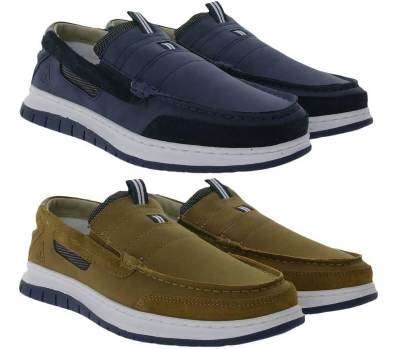 Gaastra Herren Slipper zeitlose Low-Top Schuhe mit Echtleder-Anteil Mokassins in Braun oder Blau von Gaastra
