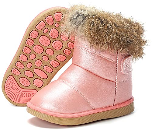 Baby Boots Mädchen Stiefel Winterstiefelchen Warme Gefüttert Schneestiefel Stiefelette Kurzschaft Weich Bequem Schuhe Size Pink 22 EU =23CN von Gaatpot
