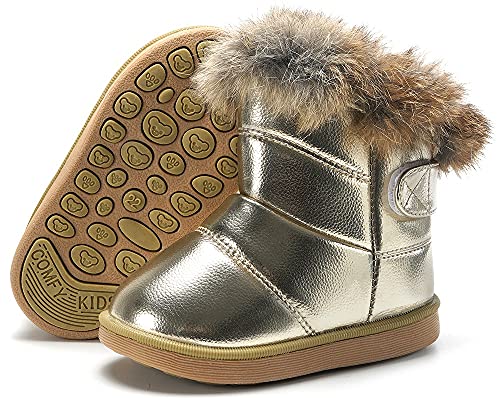 Baby Winterschuhe Warme Stiefel Boots Mädchen Stiefeletten Jungen Schneestiefel Gefütterte Stiefelchen Schlupfstiefel Rutschfest Weichsole Gold 22 EU =23CN von Gaatpot