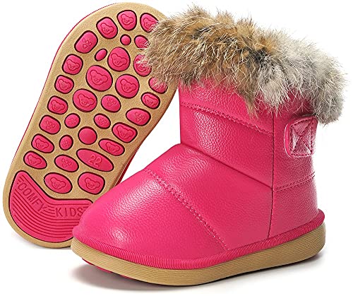 Gaatpot Baby Stiefel Stiefeletten für Mädchen Warm gefütterte Schneestiefel Schlupfstiefel Wasserdichte Rutschfest Winter Boots Schuhe Rosa 20 EU =21CN von Gaatpot