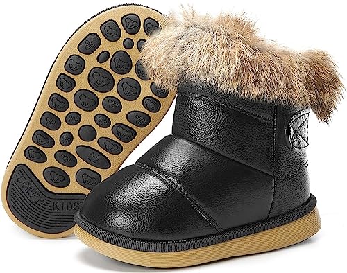 Baby Winterstiefel Boots Mädchen Stiefel Warm Gefütterte Schneestiefel Jungen Schlupfstiefel Kurzschaft Kinder Schuhe Size Schwarz 25 EU =26CN von Gaatpot